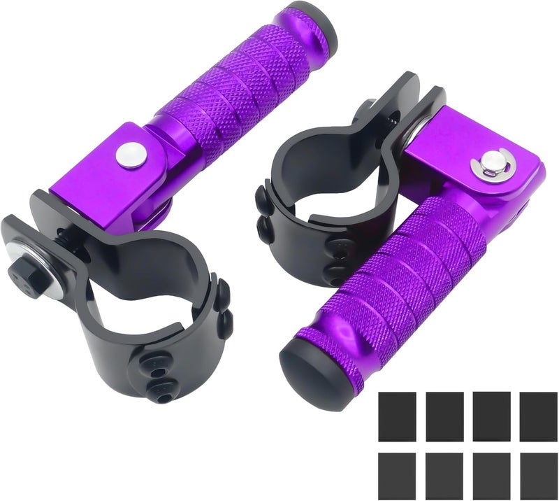 JXPANG M8 Motorcycle CNC Aluminum 90 Degree Folding Rearsets Folded Motorbike Footrest Bicycle Footpegs Foot Pegs Pedal Universal (Purple) - Image 1